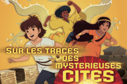 Sur cette image, tu peux voir les trois héros du dessin-animé Les Mystérieuses Cités d'or : Esteban, Tao et Zia. (© Musée Guimet)