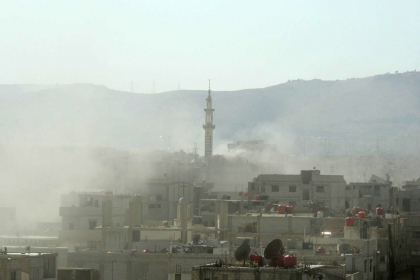 Après un bombardement sur le centre de Damas, la capitale syrienne.