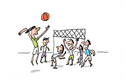Des enfants jouent au volley ball