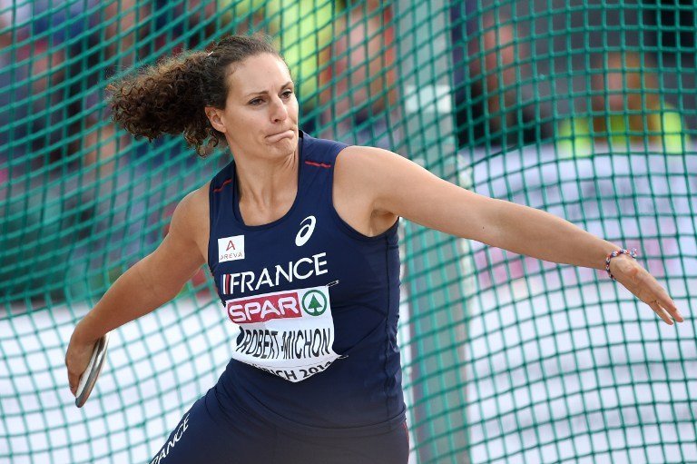 Mélina Robert-Michon, lors du championnat d'athlétisme européen, en août 2014. © Philippe Millereau/ KMSP/ DPPI