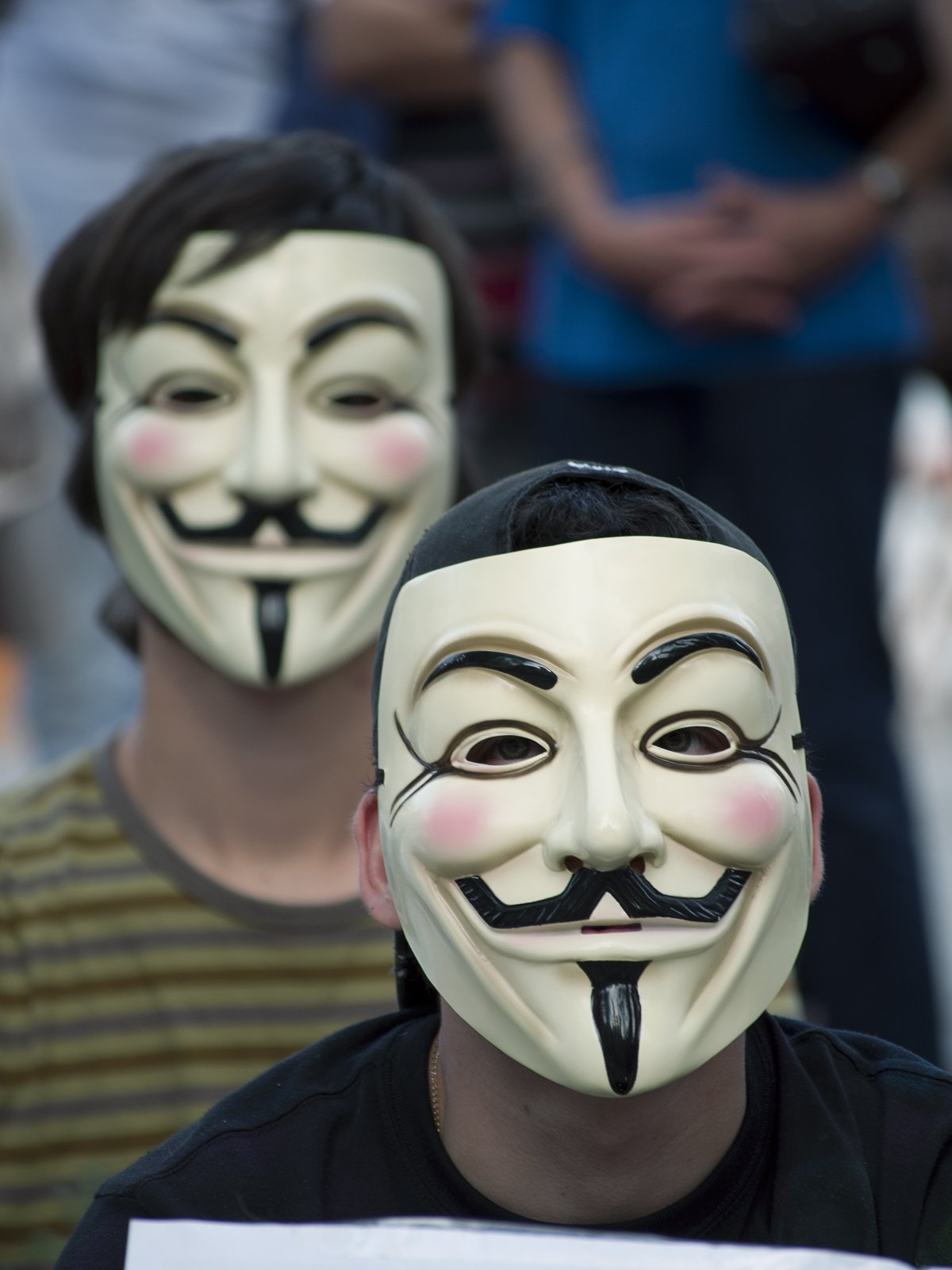 Le masque utilisé par les Anonymous, un collectif de hackers. ©Lalocracio/iStock