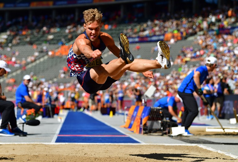 Le saut en longeur de Kevin Mayer