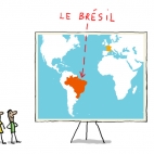 carte du monde indiquant le Brésil