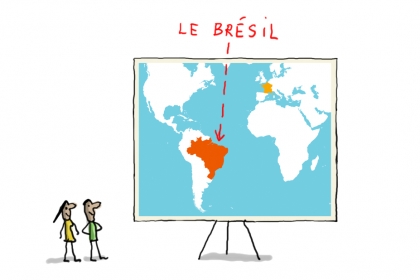 carte du monde indiquant le Brésil