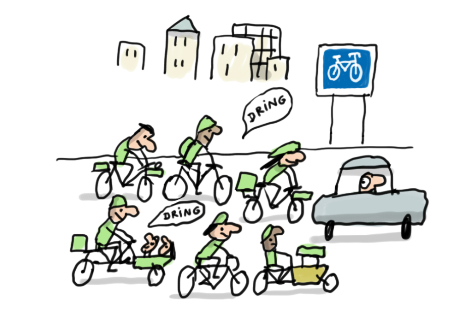 Des cyclistes se déplacent en ville