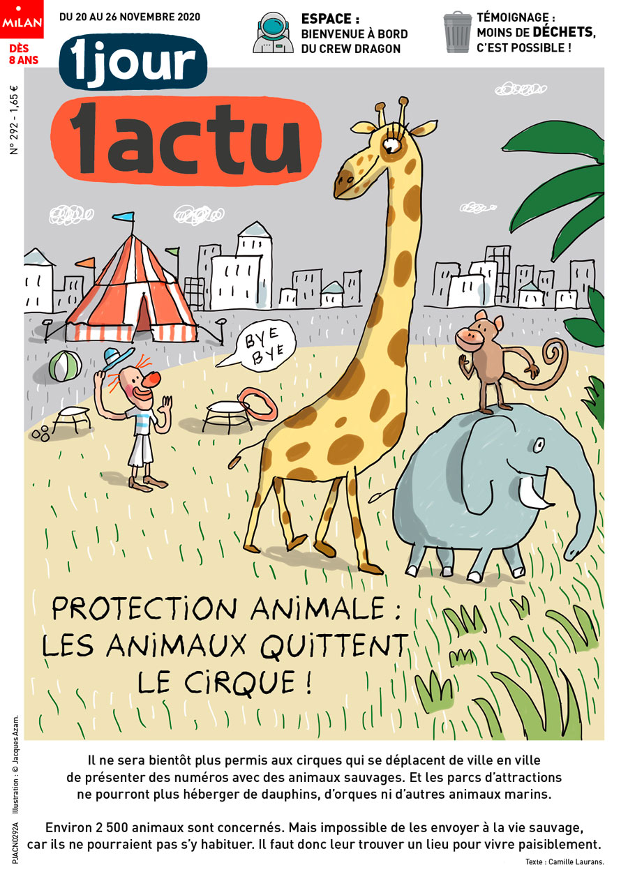 Couverture 1jour1actu 292 animaux cirque