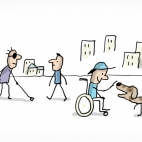 Des personnes handicapées dans une rue