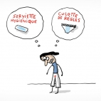 Une jeune fille se questionne sur les protections pendant les règles : serviette hygiénique, culotte de règles