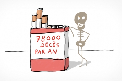 Un paquet de cigarette porte l'inscription "78000 décès par an"