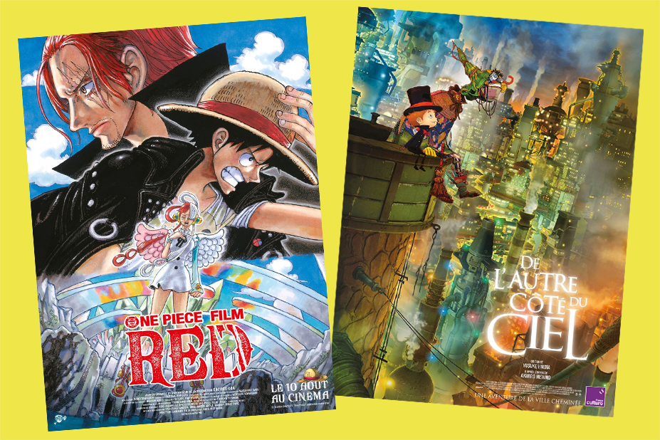es affiches des deux films d'animation One Piece Red et De l'autre côté du ciel.