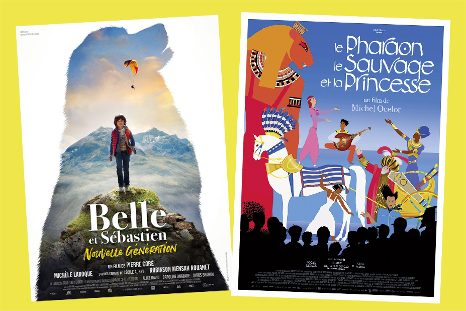 Affiches des films Belle et Sébastien : nouvelle génération, et Le Pharaon, le sauvage et la princesse.