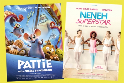 Les affiches des films Pattie et la colère de Poséidon, et Neneh superstar.