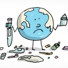 planète terre triste entourée de déchets