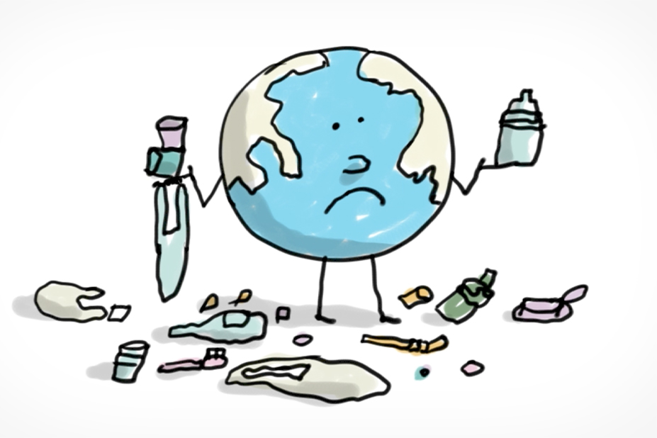 planète terre triste entourée de déchets