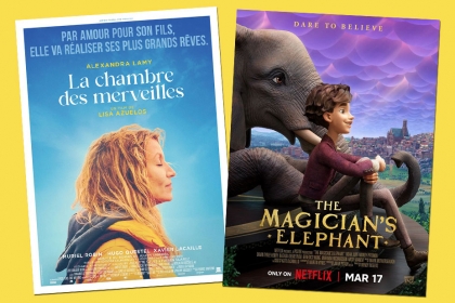Affiches des films La Chambres des Merveilles et L'Éléphante du magicien.