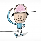 Un enfant montre sa tête avec son cerveau à l'intérieur