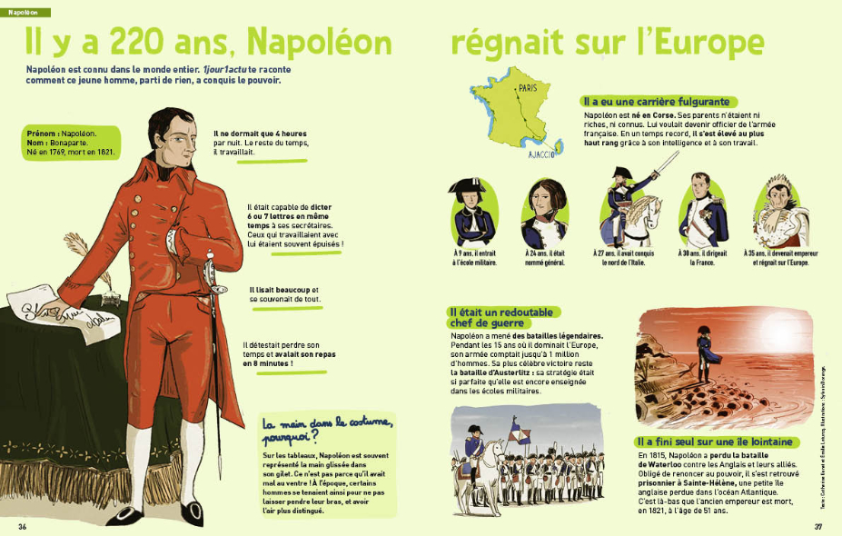Extrait du hors-série 1jour1actu, le mag n° 5 expliquant Napoléon