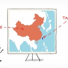 Une carte montre l'île de Taïwan située au large de la Chine.