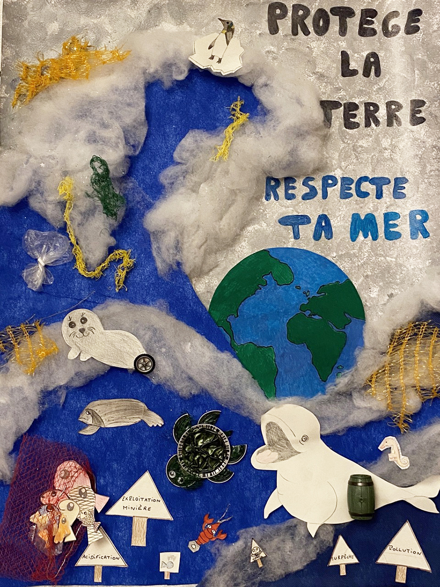 Affiche de la classe gagnante du concours Les enfants pour l'océan classe de CM2 de l’école élémentaire du Parc, à Mérignac (33),