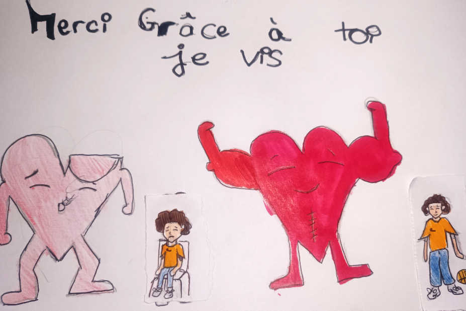 Dessin fait par un enfant greffé du cœur.