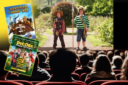 Affiches des films Ducobu passe au vert ! et Les aventuriers de l’Arche de Noé.