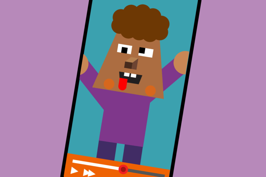 Illustration d'un portable sur lequel on voit la vidéo d'un garçon faisant des grimages.