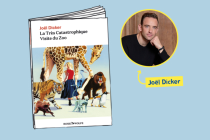 Première de couverture du livre La Très Catastrophique visite du zoo de Joël Dicker et une photo de lui.