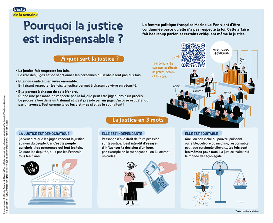 Un article illustré sur la justice.