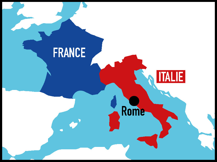 carte représentant Rome et l'Italie