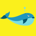 Illustration de baleine sur fond jaune.