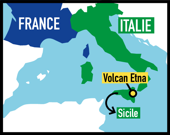 Carte positionnant la France, l'Italie, la Sicile et l'Etna