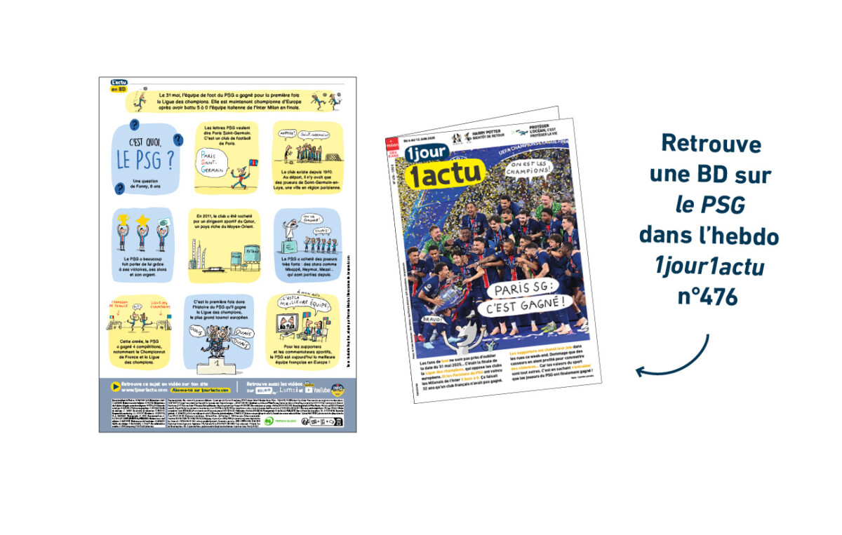 visuel montrant la Une du journal papier avec une photo du PSG