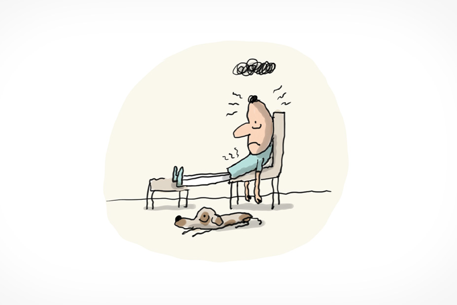 Un garçon est triste dans son lit.