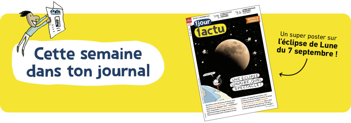 Photo de la Une du numéro en cours d'1jour1actu, representant une éclipse de Lune.
