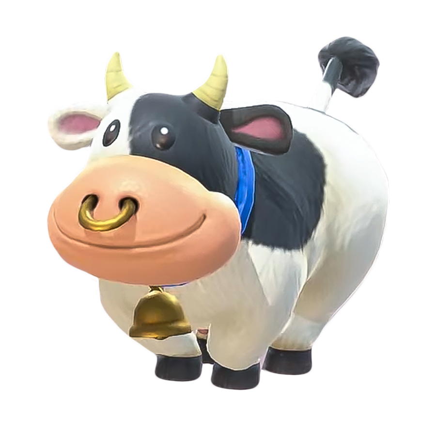 La vache Meuh Meuh souriante avec son anneau dans le naseau