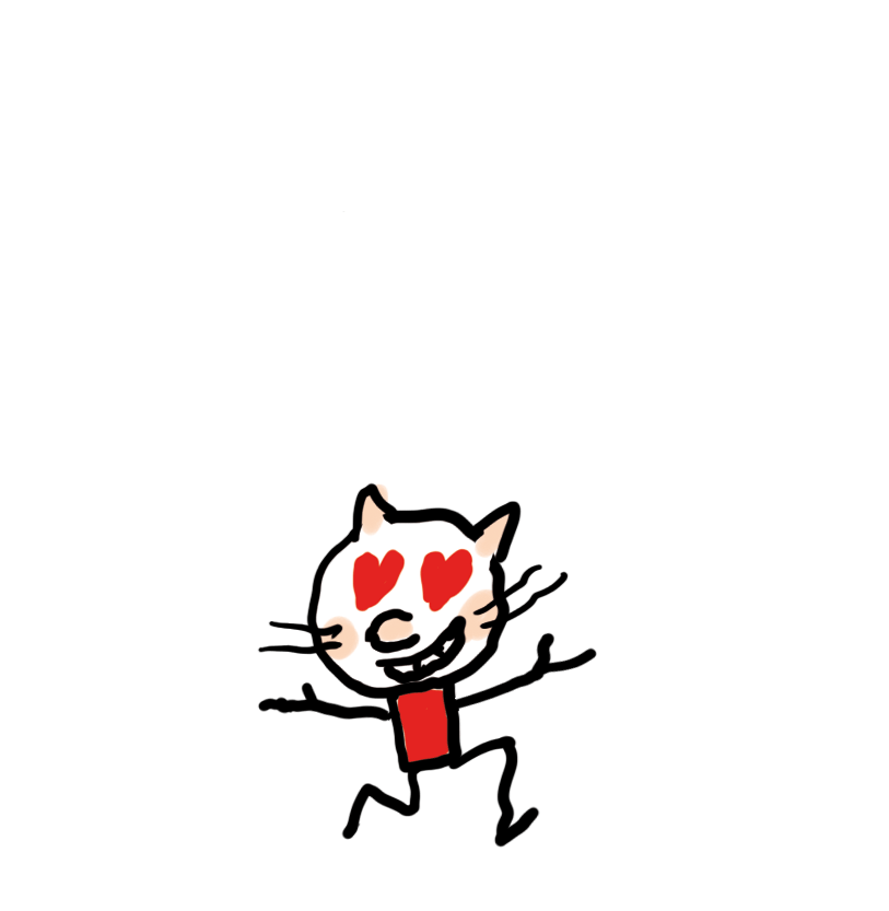 gif montrant la mascotte chat du magazine avec des coeurs à la place des yeux et agitant les bras en disant : Trop mimi !