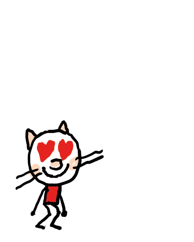 gif de la mascotte chat d'1jour1actu. Il a des coeurs à la place des yeux et dit : "Trop cool d'aller dans l'espace !"