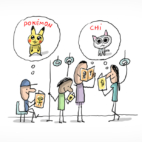 Dans un bus, des adultes et des enfants lisent tous des mangas comme Pokémon ou Chi.