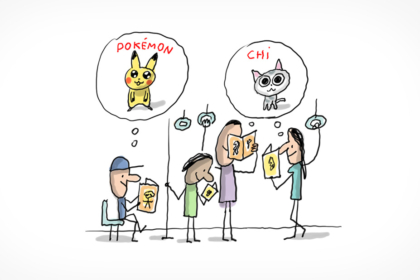 Dans un bus, des adultes et des enfants lisent tous des mangas comme Pokémon ou Chi.