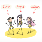 Zoey, Rumi et Mira de Kpop Demon Hunters.
