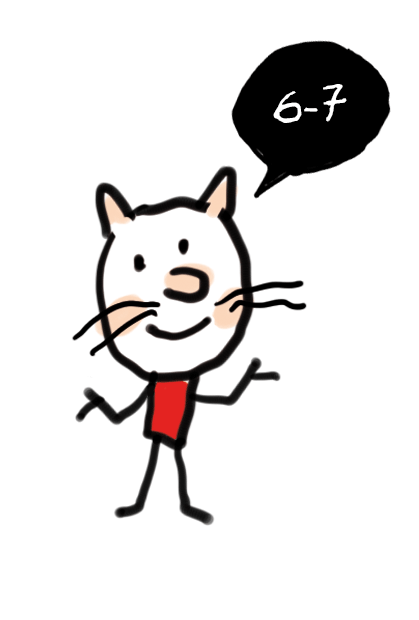 La mascotte d'1jour1actu (chat) disant 6 7 et mimant le geste avec ses bras