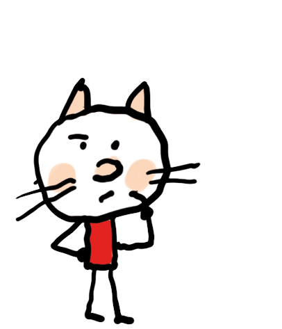 mascotte chat levant le sourcil en signe de questionnement.